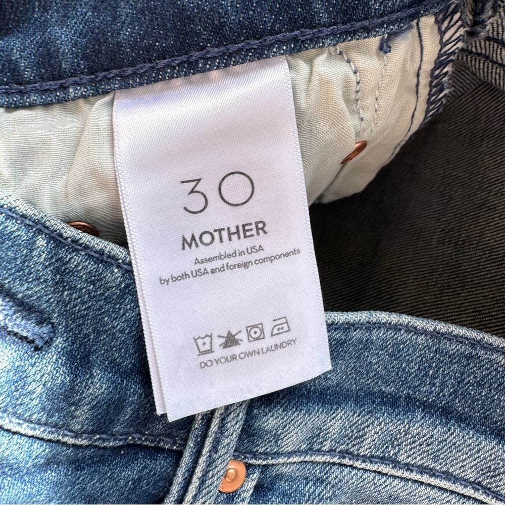 MOTHER Superior The Half Pipe Flood Barrel Jeans Black Blue 30 - Picture 8 of 13